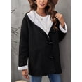 thumbnail image 3 of Womens Sherpa Coat Lapel Fleece Lined Jacket Winter Warm Button Down Hooded Coat Outerwear with Pocket, 3 of 7