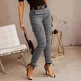 thumbnail image 3 of Pantalones ajustados con bolsillos y botones de cintura baja para mujeres europeas y americanas, 3 of 4