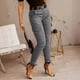 thumbnail image 3 of Pantalones ajustados con bolsillos y botones de cintura baja para mujeres europeas y americanas, 3 of 4