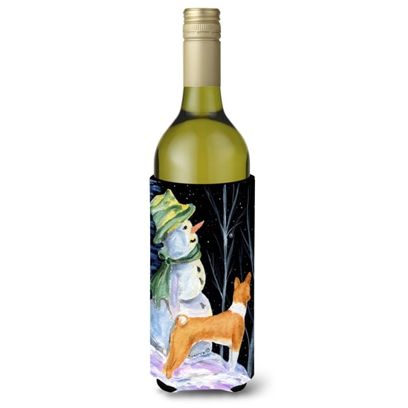 Caroline's Treasures SS8556LITERK Snowman with Basenji Wine Bottle Hugger, Wine Bottle, multicolor