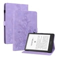 thumbnail image 2 of FJLBDE Case for 7" Kindle Paperwhite 12th Gen 2024, Embossed Flower PU Leather Flip Wallet Folio Stand Cover, Purple, 2 of 7