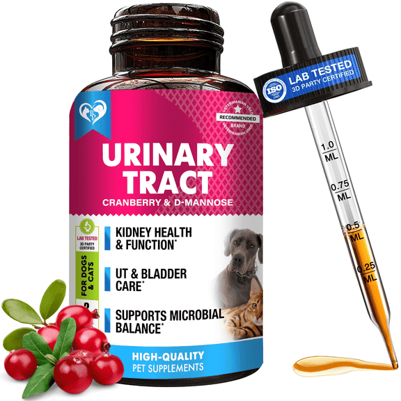Beloved Pets Urinary Tract Support - Cranberry & D-Mannose Liquid Drops for Dogs & Cats , Kidney & Bladder Health Support for All Breeds