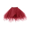 thumbnail image 2 of Womens Girls Colourful Halloween costumes Puffy Tutu Layered Tulle Petticoat Skirt for Party Deep Red, 2 of 3