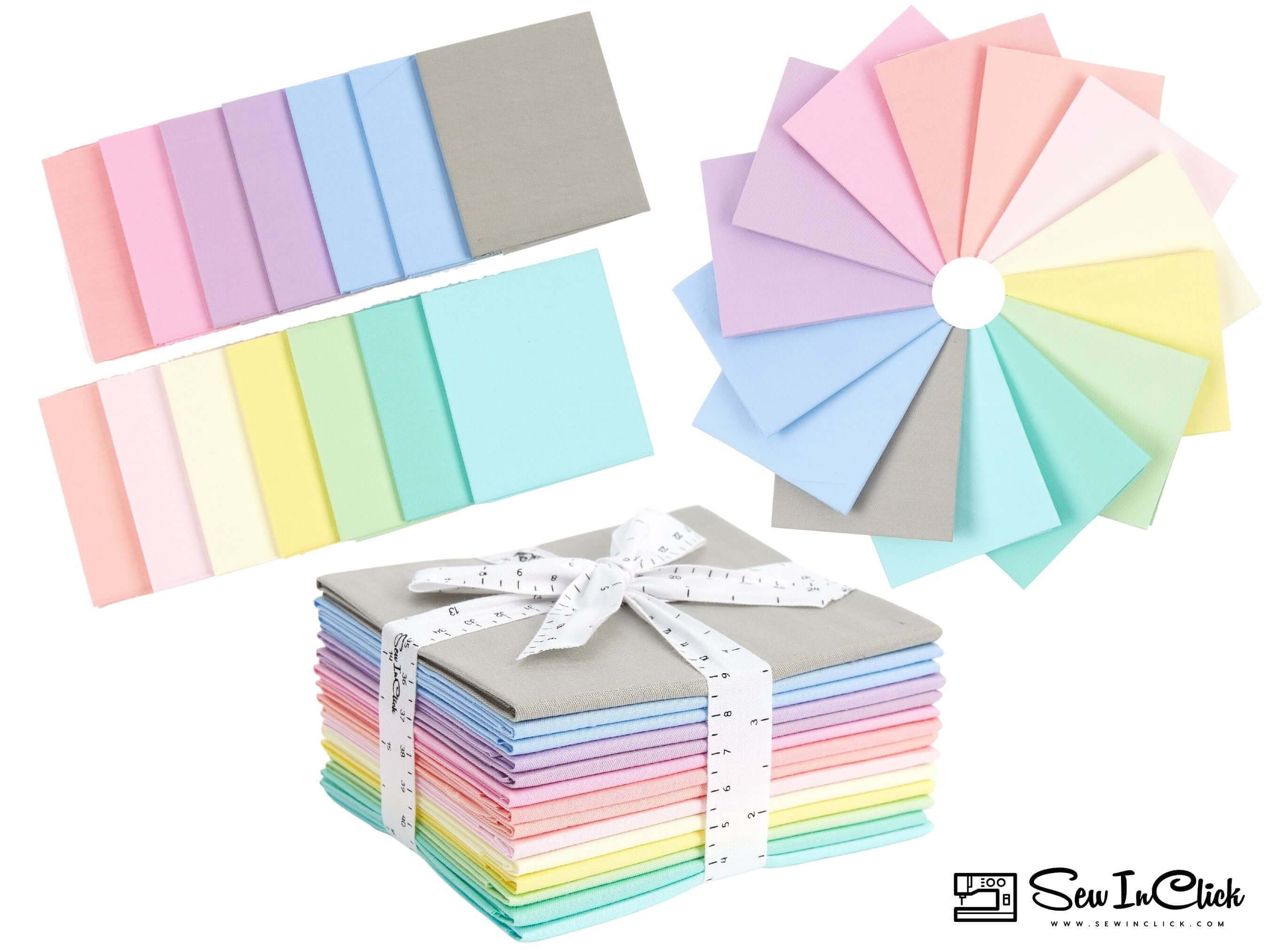 Fat Quarter Bundle -100% Cotton | Pastel Mix l Mix - 14 Colors | Quilting  Crafting Fabric |Special Gift