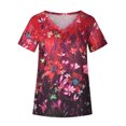 thumbnail image 4 of Blusa de camiseta informal con estampado de manga corta y cuello en V de verano para mujer a la moda Fridja  hjk4419, 4 of 8
