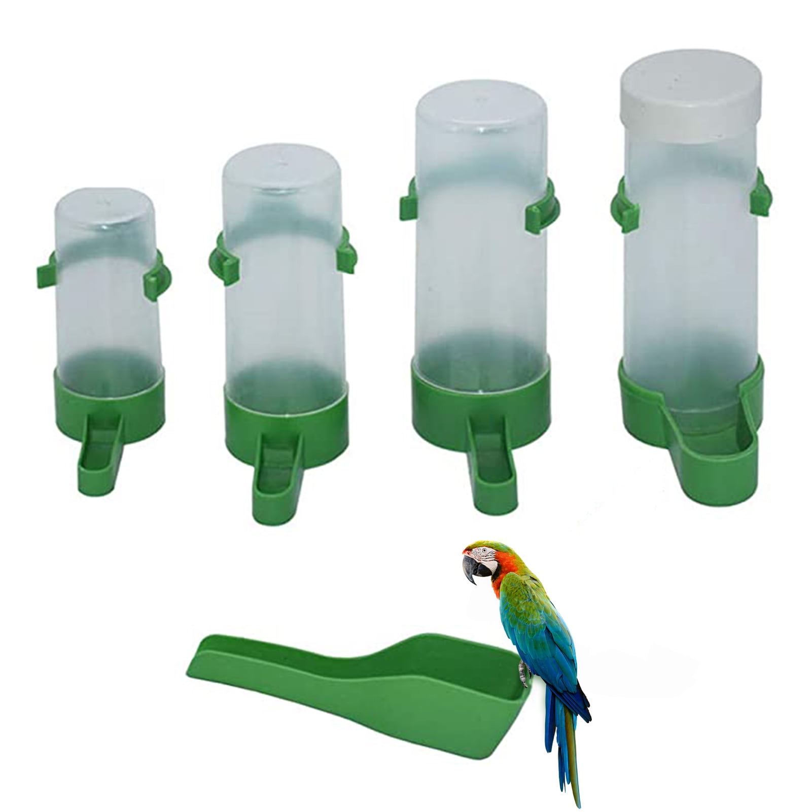 1X Bird Drinker Feeder Automatic Food Water Cage Parrot Drinking Container Blue 