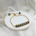 thumbnail image 5 of Gempires Unakite Rondelle Bolo Beads Bracelet, Colorful Crystal Bracelets for Girls, 14k Gold Plated, 8 inches Adjustable Chain (Quartz), 5 of 8