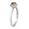 thumbnail image 3 of Jewelili Sterling Silver with 5 MM Round Citrine and Round Cubic Zirconia Ring, Size 7, 3 of 6