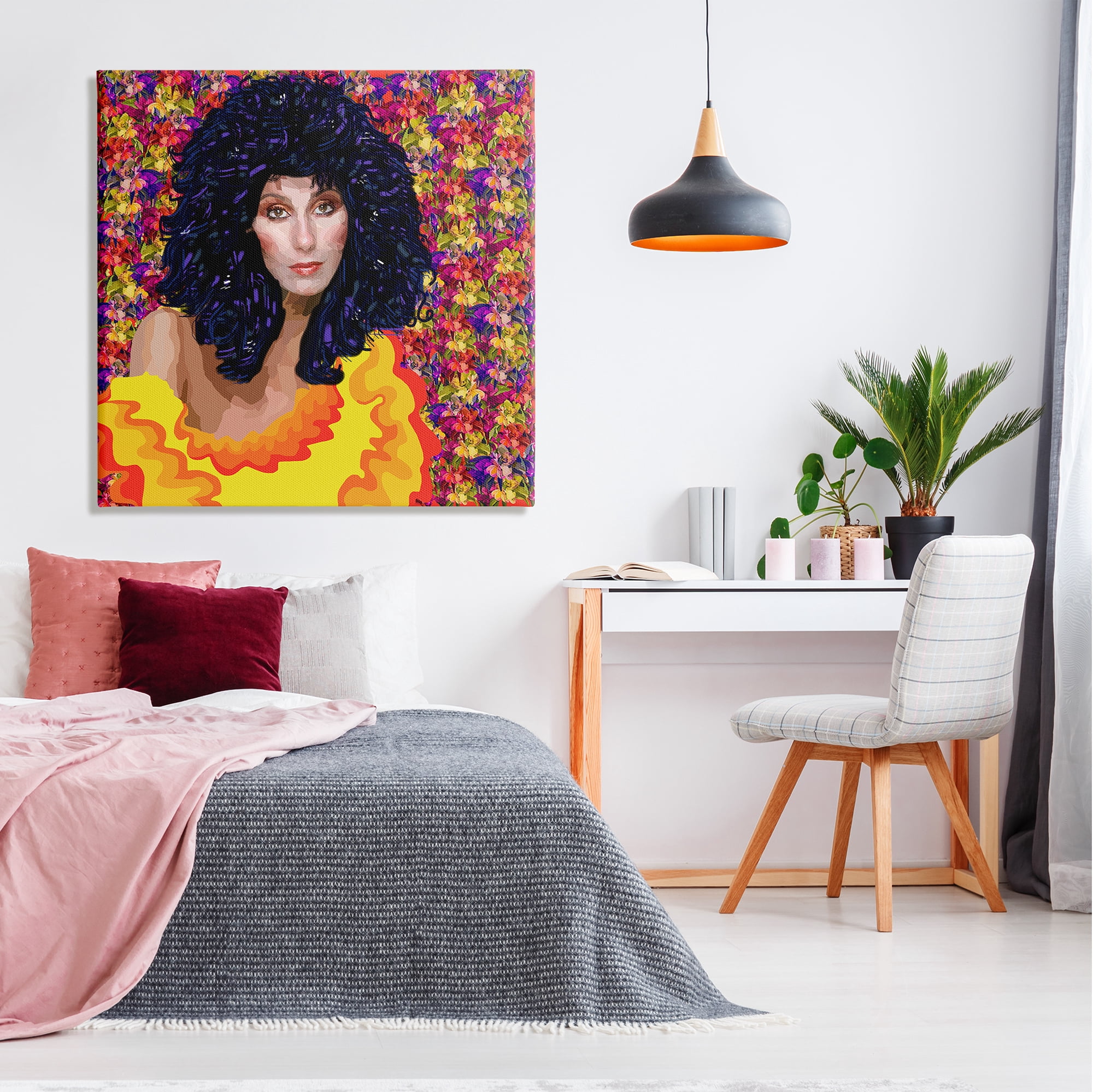 Stupell Industries Modern Fashion Singer Icon Floral Petal Pattern Background, 36 x 36, Design by Lynnda Rakos