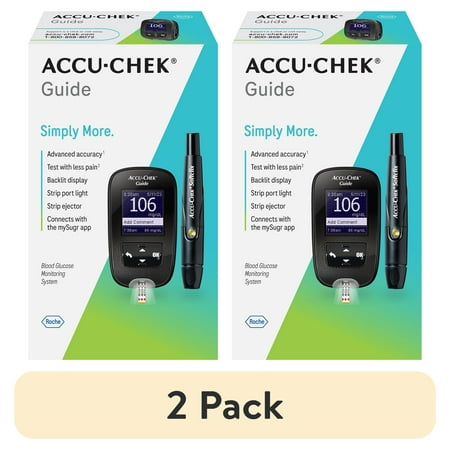 (2 pack) Accu-Chek Guide Glucose Monitor Kit for Diabetic Blood Sugar Testing: Guide Meter, Softclix Lancing Device, and 10 Softclix Lancets
