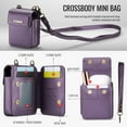 thumbnail image 7 of Women's Small Mini Size Crossbody Bag Purse with Shoulder/Wrist Strap Lanyard, RFID Blocking Credit Card Holder Slots, PU Leather Lightweight Phone Bag for Galaxy Z Flip 6/5/4/3 & Moto Razr, Purple, 7 of 7