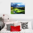 thumbnail image 4 of COMIO Golf Course Landscape Painting On Canvas Green Lake Green Hills Contemporary Wall Art Giclee Frame Landscape Art HD Printed Picture Living Room Photo Decor 20x16in, 4 of 4