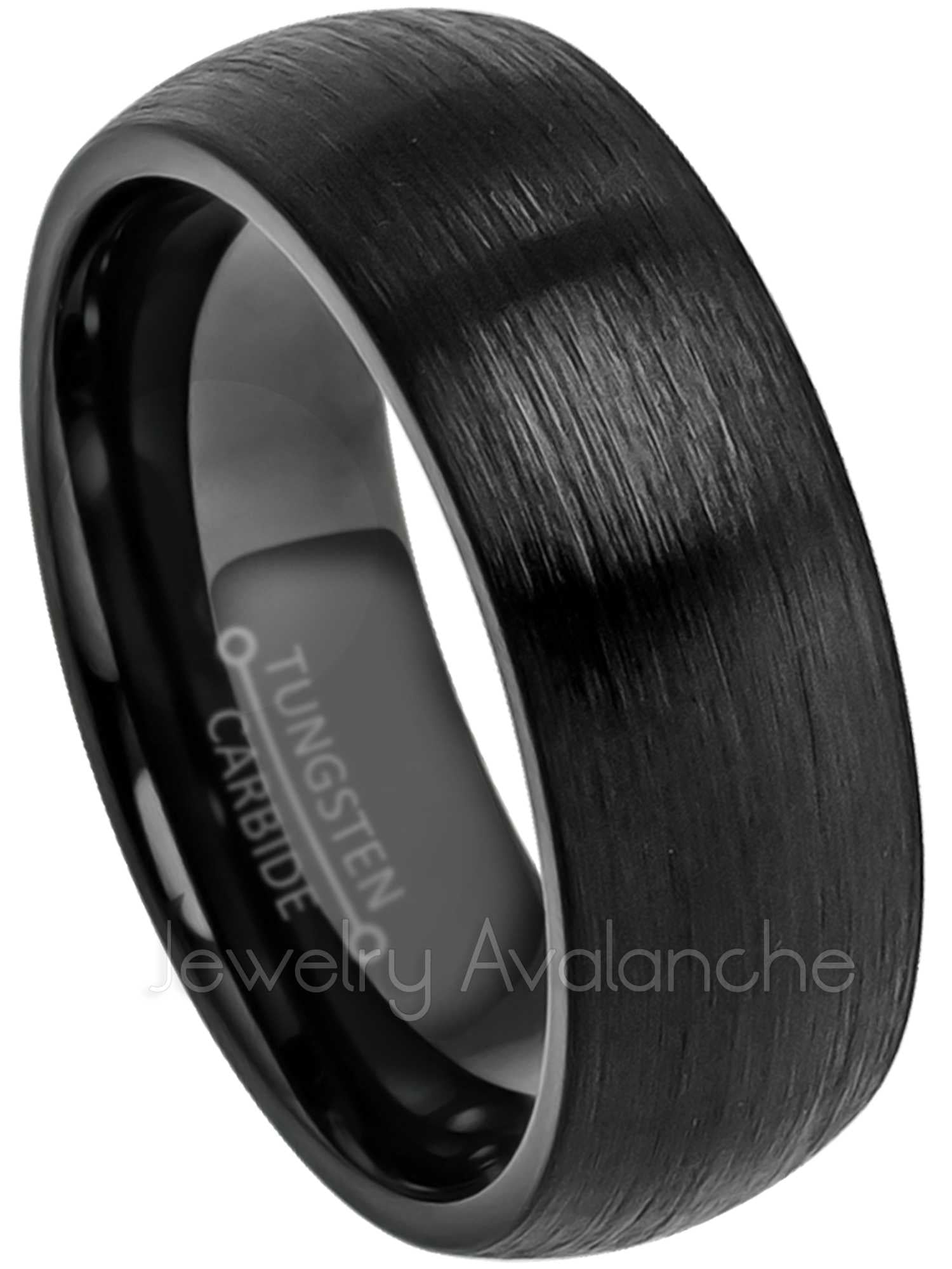 Tungsten Carbide Mens Wedding Band Comfort Fit Brushed Black IP