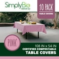 thumbnail image 2 of Simply Bio Compostable Tablecloths for Rectangle Tables (54''x108'', 10 Count) Disposable Rectangular Tablecloth Anti-Plastic Table Cover for Outdoor, Party, Picnic, Wedding, Pink, 2 of 9