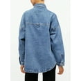 thumbnail image 5 of EMMIOL Women's Y2K Oversized Denim Shirt Jacket Long Sleeve Button Down Distressed Jean Blouse 2026 Spring Trendy Casual Denim Top, 5 of 6