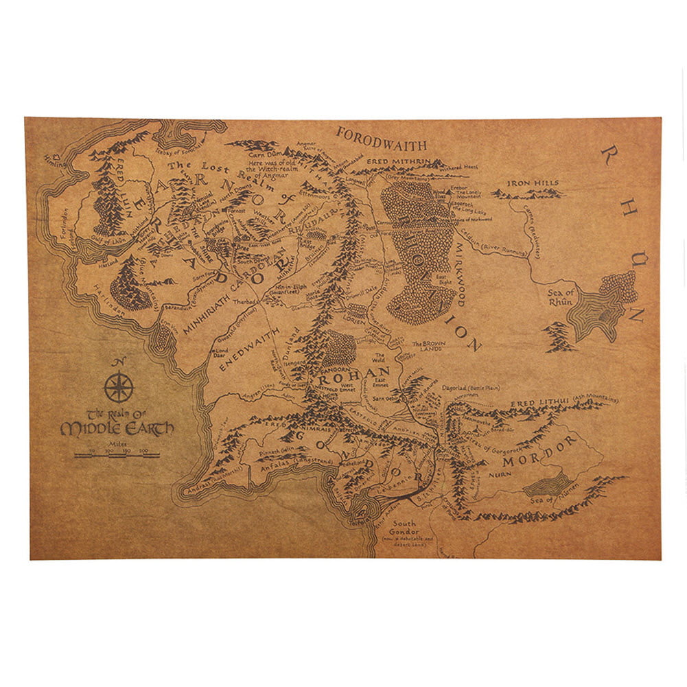 158066 Map of Middle Earth Lord Of The Rings Hobbit Wall Print Poster