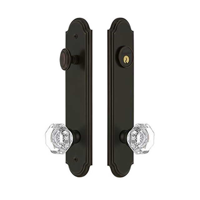 Grandeur Hardware 839493 Arc Tall Plate Complete Entry Set with Chambord Knob, Backset Size - 2.375", Timeless Bronze