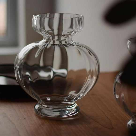 Creative Decorative Vase Transparent Tabletop Crystal Vase Modern Glass Flower Vase for Centerpieces,Kitchen,Office, Living Room,Wedding,Perfect Home Decor Glass Vase
