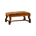 thumbnail image 4 of Wooden Bench with Paisley Printed Fabric Seat and Curved Legs, Oak Brown- Saltoro Sherpi, 4 of 6