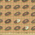thumbnail image 2 of Ambesonne Dessert Fabric by the Yard Upholstery, Repeating Chocolate Donuts, 3 Yards, Sand Brown and Cocoa, 2 of 5