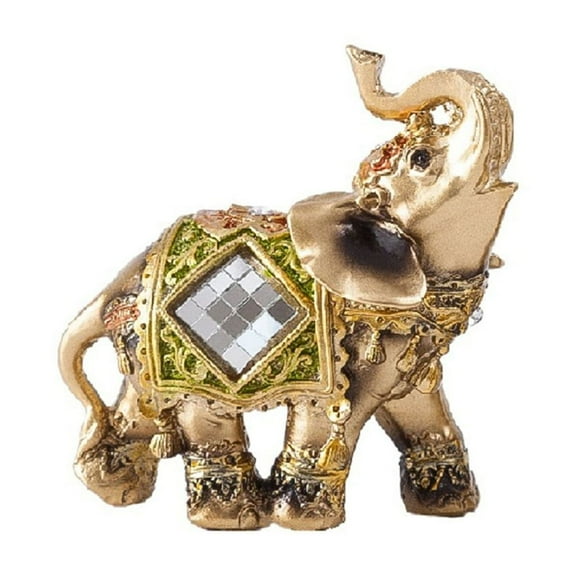 Golden Thai Elephant Sculpture Feng Shui Wealth Decoration Resin Figurine