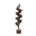thumbnail image 1 of 24 Inch Artificial Snow Flocked Pine Tree with Red Berries and Wooden Base, Tabletop Winter Holiday Decoration, Festive Christmas Tree Accent, 1 of 5