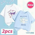 thumbnail image 2 of Summer Kuromi Cinnamoroll Melody Children T Shirt Sanrio Anime Cartoons Casual Clothes Girl Boy Pure Cotton Short Sleeve Tops, 2 of 10