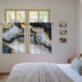 thumbnail image 4 of Black Golden Marble Kitchen Curtains, Modern Ink Painted Aesthetics Light Filtering Window Curtain Panels, 2Pcs Rod Pocket Window Treatments Set for RV Dining Room Study Room 42x54 Inches, 4 of 9
