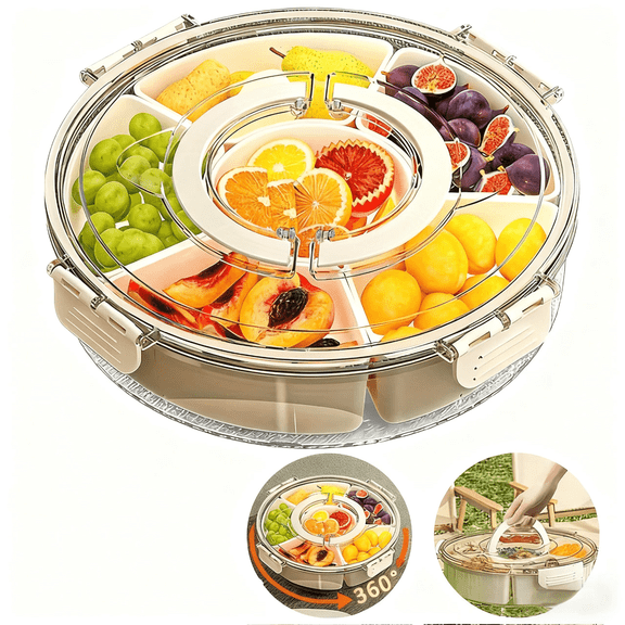 Divided Serving Tray with Lid and Handle Snackle Box Charcuterie Container Portable Snack Platters Clear Organizer