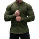 thumbnail image 1 of Men Muscle Dress Shirts Slim Stretch Stand-Up Collar Long Sleeve Button Shirts, 1 of 8