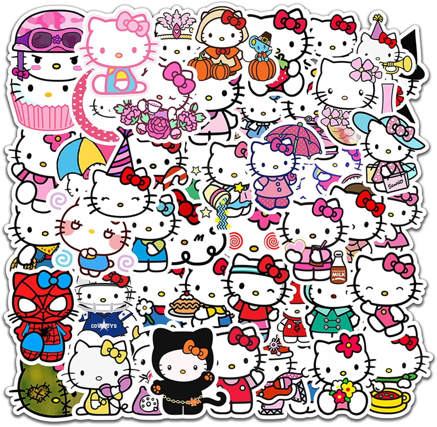 100PCS Hello Kitty Graffiti Waterproof Cartoon Stickers Bomb Skateboard Decor 