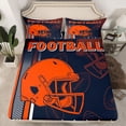 thumbnail image 2 of jejeloiu Football Games Helmet Bed Sheets,Black Orange King Sheets For Rugby Gamer 4 Pieces, 2 of 7