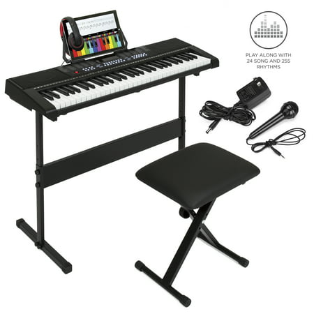 Best Choice Products 61-Key Beginner Electronic Keyboard Piano Set with 3 Teaching Modes, H-Stand, Stool, Music Stand, Headphones (Best Piano Keyboard Brands)