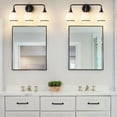 thumbnail image 2 of KAISITE 3-Lights Vanity Lights with Milky White Frosted Glass Shade Black Bathroom Light Fixtures 22.4" Wall Sconce Lighting Bath, 2 of 8