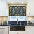 thumbnail image 5 of Yayeee Kitchen Curtains Tier Pair Light Filtering 27"x24" Rod Pocket Short Cafe Window Panel, Navy Blue Peacock Pattern, 5 of 7