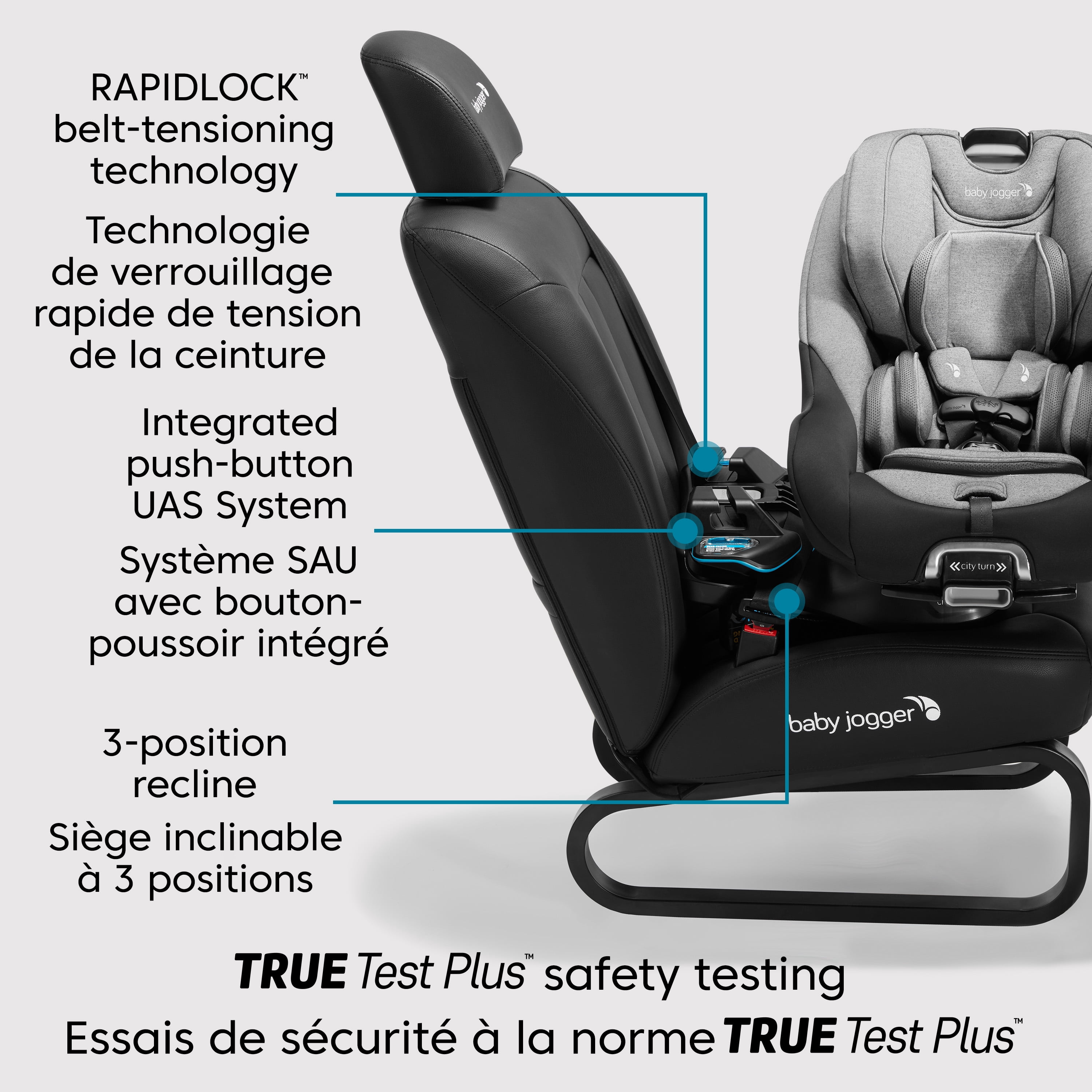 Siège d’auto rotatif et convertible Baby Jogger City Turn, noir onyx