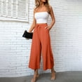 thumbnail image 5 of Outfmvch Cotton Linen Pants for Women Women' S Culottes Gaucho Pant Linen for Women Flowy Wide Leg Drawstring High Waist High Waisted Linen Pants Women Wide Leg Linen Pants Beach Pants Red S-2XL, 5 of 8