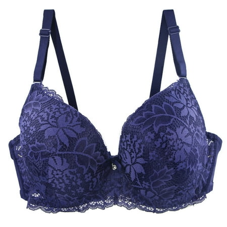 SMihono Savings Women s Push Up Unlined Lace Bras Underwire Multiway Everyday Bra D-Cup Lightweight Adjustable Straps Bralettes Blue XXXL