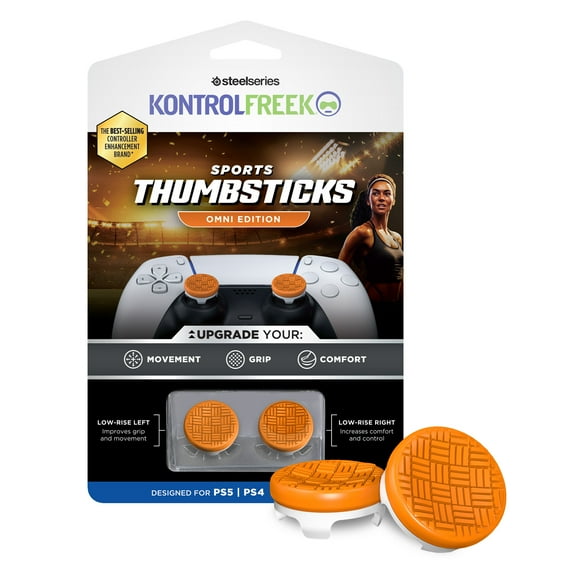 KontrolFreek Performance Thumbsticks | Sports Omni Edition | Playstation 4 (PS4)/Playstation 5 (PS5) | Orange/White