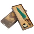 thumbnail image 1 of Stylo plume vintage rétro style européen, pointes métalliques, calligraphie, cadeau (vert), 1 of 3