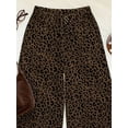 thumbnail image 7 of Women Drawstring Elastic Waist Wide Leg Pants, Leopard Print Flowy Trousers for Summer Beach Vacation, 7 of 7