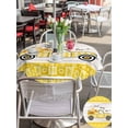 thumbnail image 5 of Outdoor Tablecloth with Umbrella Hole for Patio/Picnic/Party/Camping, Bee Truck Waterproof Table Cloth Round Cover Washable, Yellow Honey Daisy Floral Plaid Wooden Grain (Dia 54"), 5 of 8