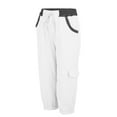 thumbnail image 5 of Yubnlvae Cargo Work Pants - Color Block Elastic Waist Multi-Pocket Trousers White L, Women's Color Blocking Elastic Waist Multi Pocket Loose Work Casual Pants, 5 of 9