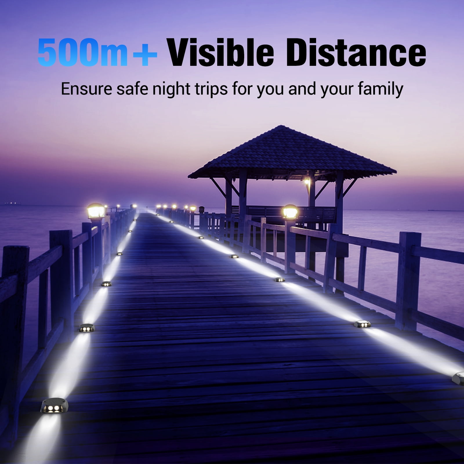 ASHIP Solar Deck Lights 12 Pack, Solar Driveway Lights Outdoor Dock Marine Lights LED Path Lights Solar Powered Waterproof Driveway Marker Lights for Warning Step, Sidewalk, Pathway, Garden, Blue