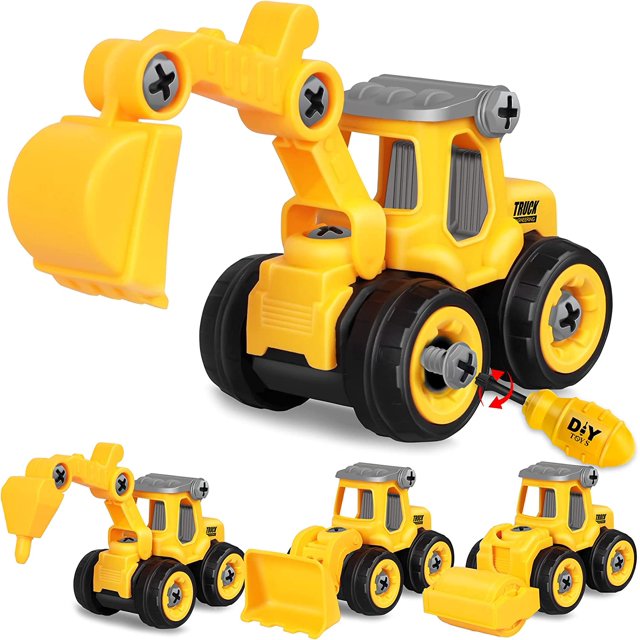 Take Apart Toys Paquete de 4 – Juguete de coche de ingeniería de construcción DIY, juguetes de arena para niños de 3 a 5 años, camión de juguetes de caja de arena WD.WDQZL Hogar