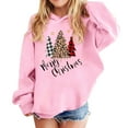 thumbnail image 2 of Telankuip Christmas Hoodies for Teen Girls Festive Holiday Long Sleeve Hooded Sweatshirts with Unique Xmas Tree Prints Loose Comfort Merry Xmas Pullovers Without Pocket Pink 2-3 Years, 2 of 4