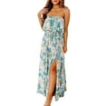 thumbnail image 2 of KelaJuan Women Bohemian Long Dress Summer Floral Print Slit Flowy Sleeveless Beach Dress Party Streetwear, 2 of 7