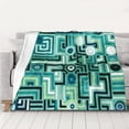 thumbnail image 5 of YFYANG Lightweight Warm Flannel Blanket, Green Abstract Watercolor Geometric Throw Blanket for Bed, Sofa, Travel, Camping, 80"x60", 5 of 7