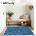 thumbnail image 3 of ODIKA 6'x9' Machine Washable Non-Slip Area Rug, Wave Motif With Interlocking Stripes And Nautical Accents High Traffic Rug, Blue, 550215, 3 of 7