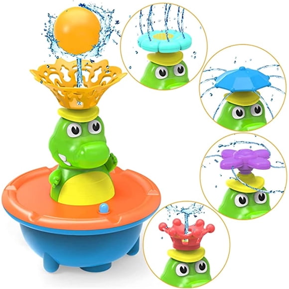 Funtogether Jouet de Bain Crocodile Lumineux, Arroseur Flottant à 4 Modes de Jet, Jouet d'Eau de Baignoire à DEL Multicolore pour Enfants de 1 à 8 Ans
